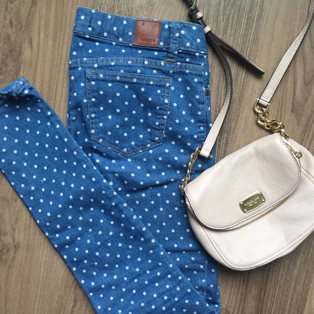 Francesca Harper polka dot skinny jeans